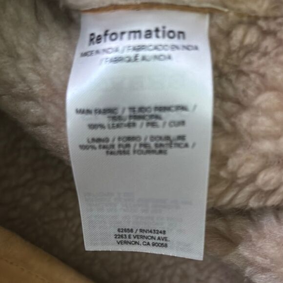 Reformation Veda LucaTan Suede Shearling Coat Jacket Size Small - Picture 4 of 8